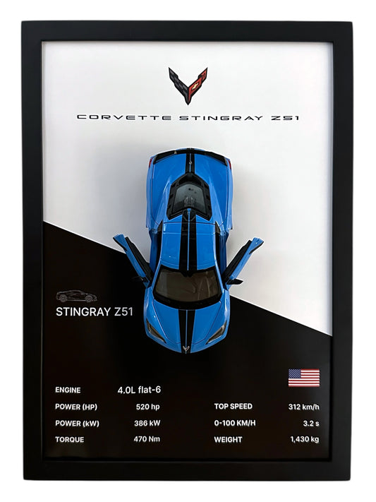 Corvette Stingray Z51 Frame – Black and White Background